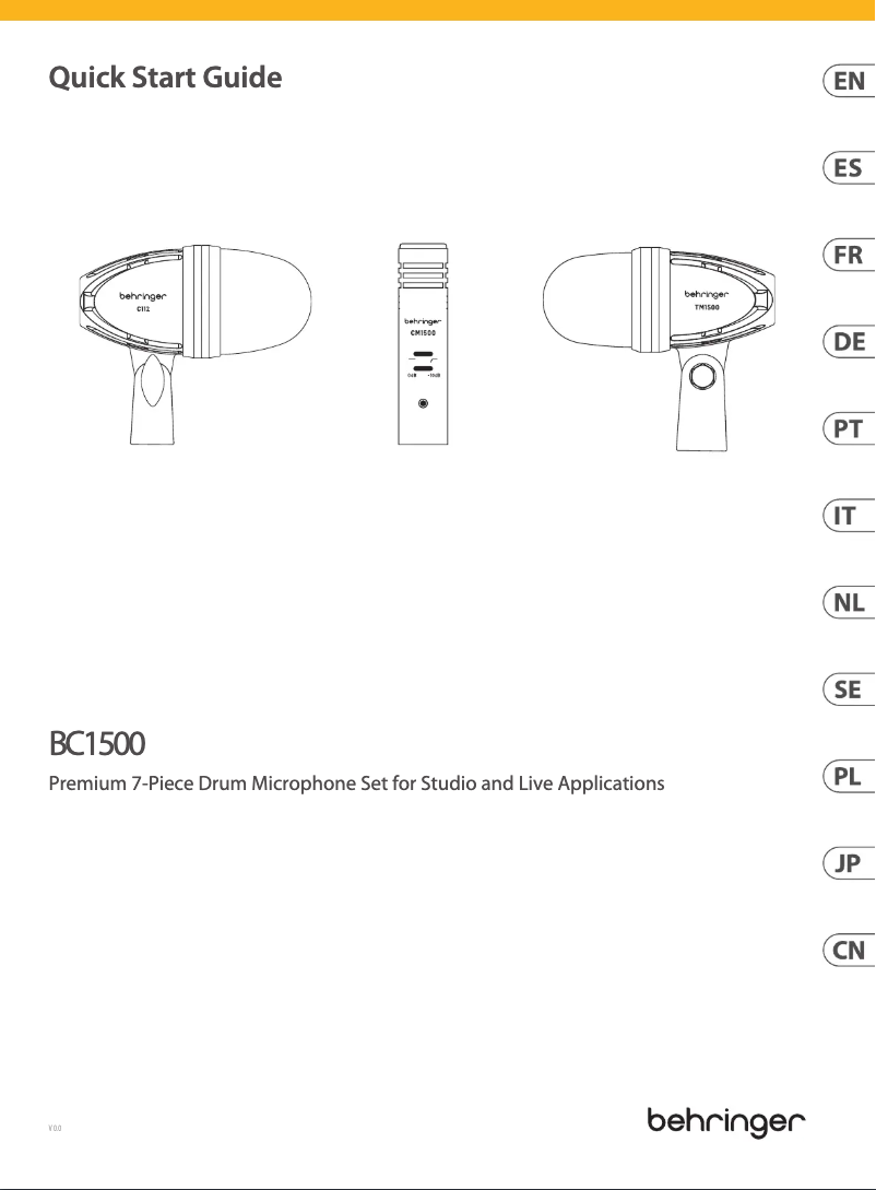 Página 1 del manual Guía de inicio rápido Behringer BC1500