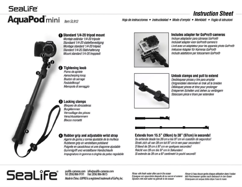 Imagen de la primera página del manual del dispositivo SAquaPod Mini L912