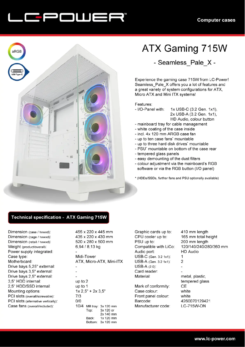 Página 1 del manual Manual de usuario LC-Power Gaming 715W
