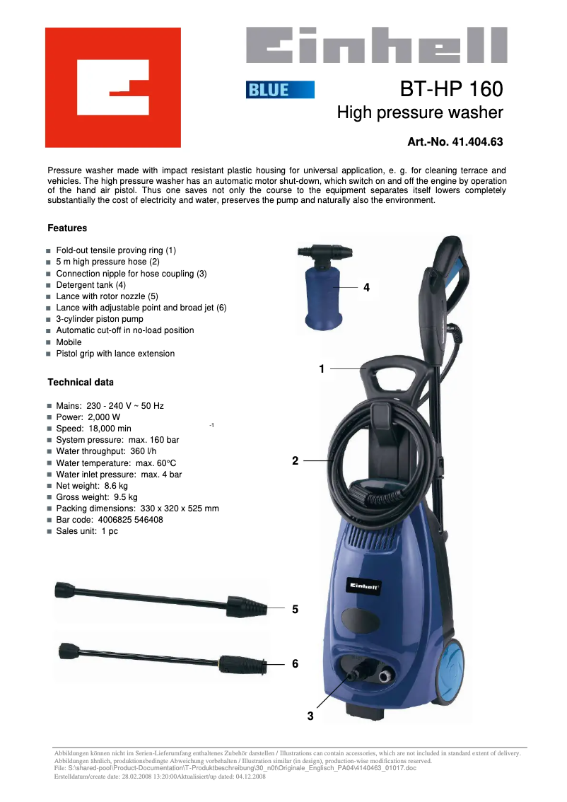 Página nº 1 - Manual de usuario Einhell BT-HP 160
