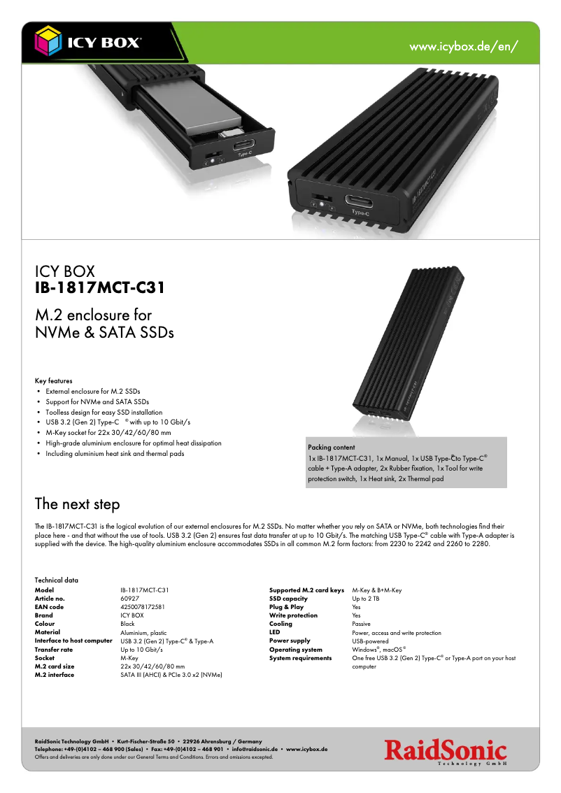 Página nº 1 - Ficha técnica Icy Box IB-1817MCT-C31