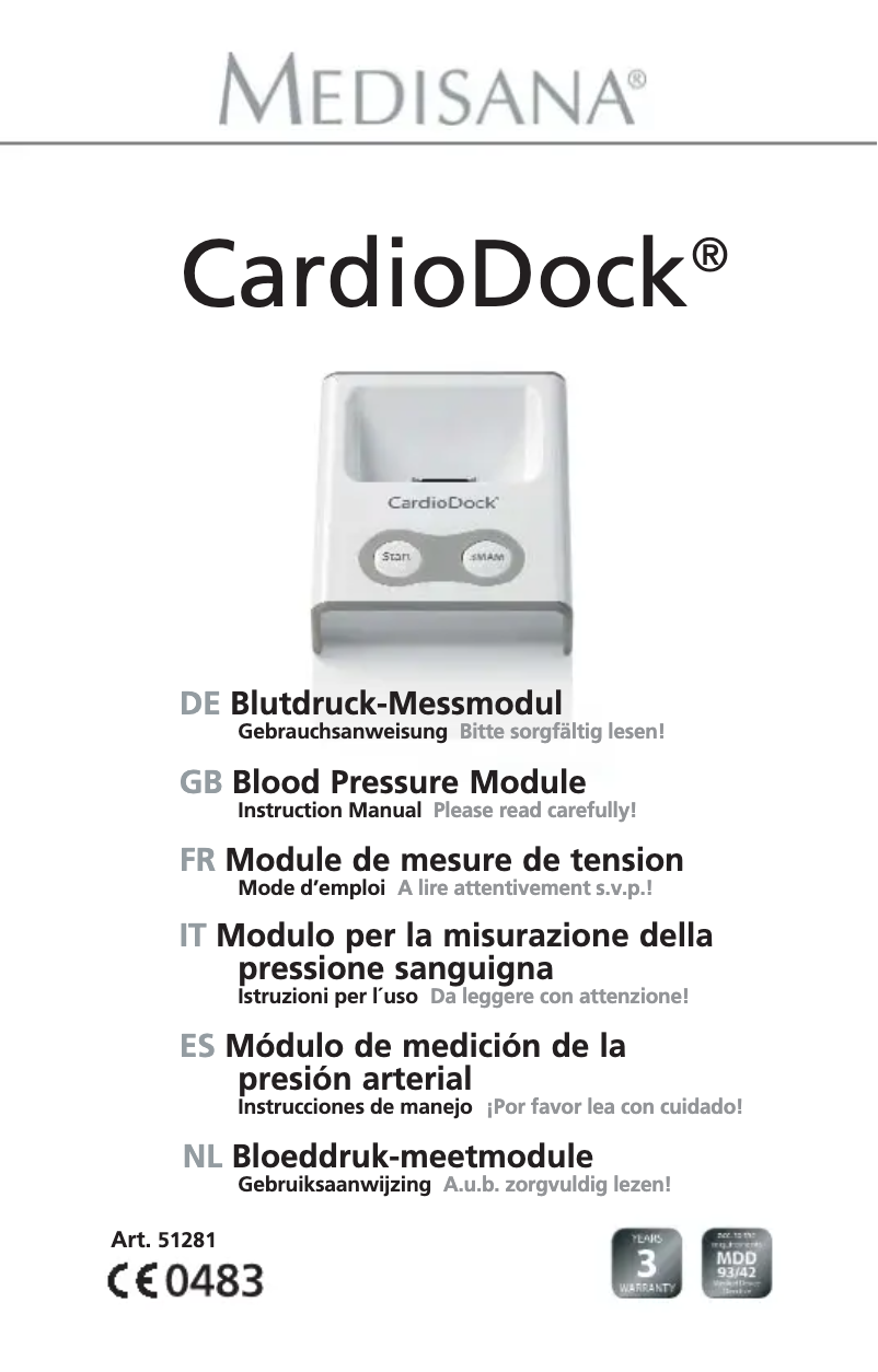 Imagen de la primera página del manual del dispositivo 51281 CardioDock