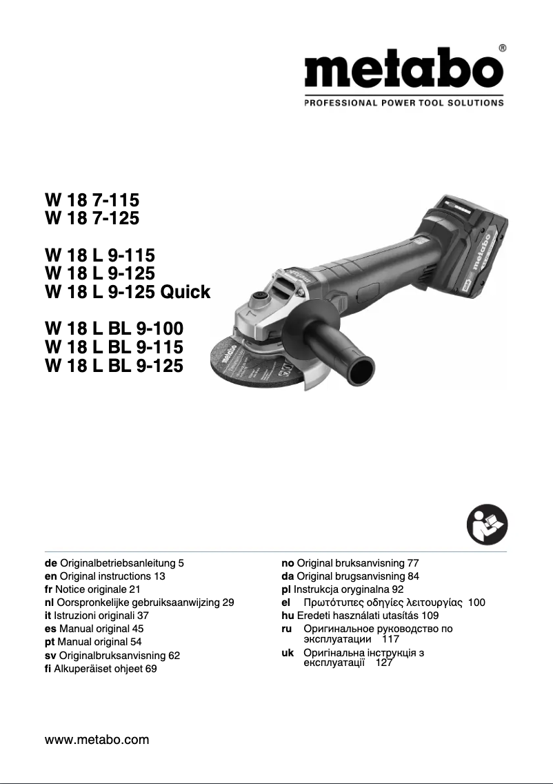 Página nº 1 - Manual de usuario Metabo W 18 L BL 9-125