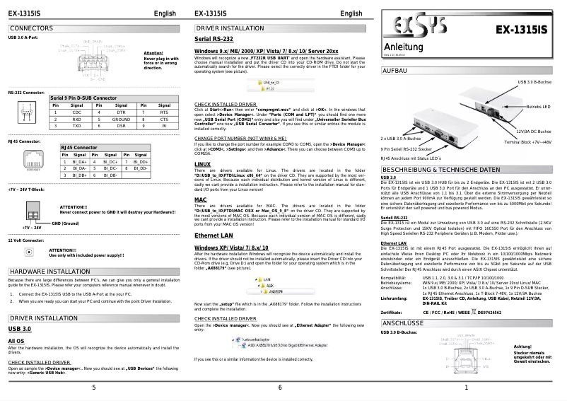 Imagen de la primera página del manual del dispositivo EX-1315IS