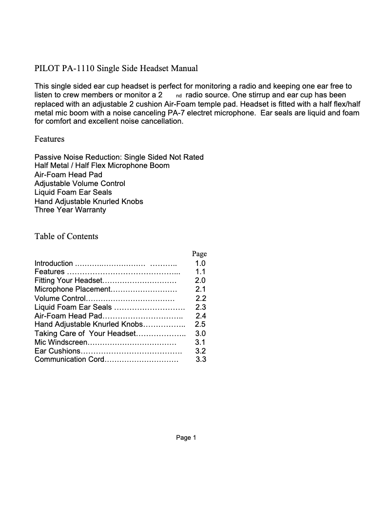 Imagen de la primera página del manual del dispositivo PA-1110H
