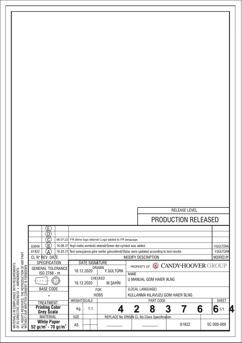 Página 1 del manual Ficha técnica Haier HAHG6BR4S2X