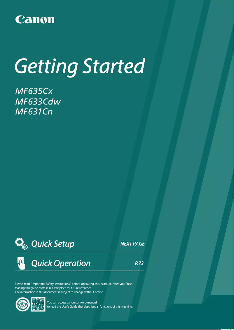 Imagen de la primera página del manual del dispositivo i-SENSYS MF631Cn