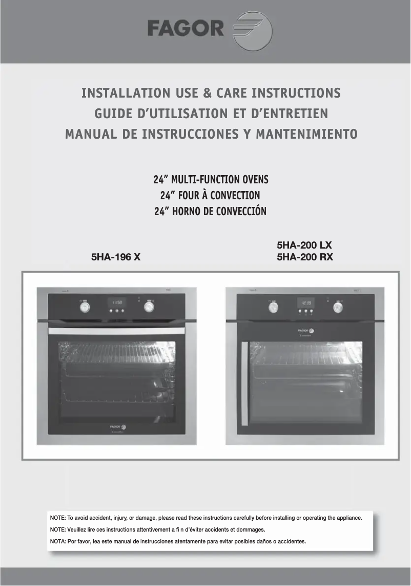 Imagen de la primera página del manual del dispositivo 5HA-196X
