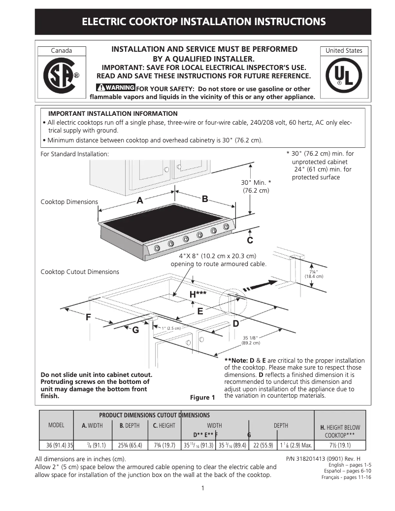 Imagen de la primera página del manual del dispositivo ICON E36EC75HSS