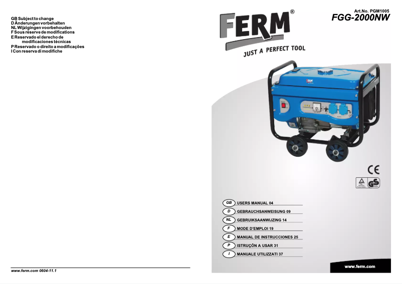 Imagen de la primera página del manual del dispositivo FGG-2000NW