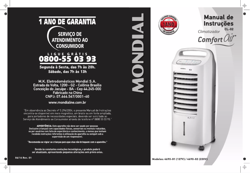 Imagen de la primera página del manual del dispositivo Comfort Air CL-02