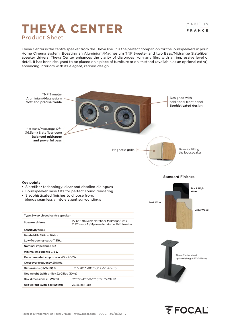 Página nº 1 - Ficha técnica Focal Theva Center