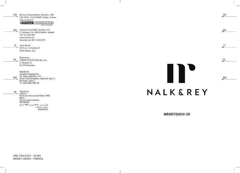 Imagen de la primera página del manual del dispositivo Final Touch NRHDTOUCH-20