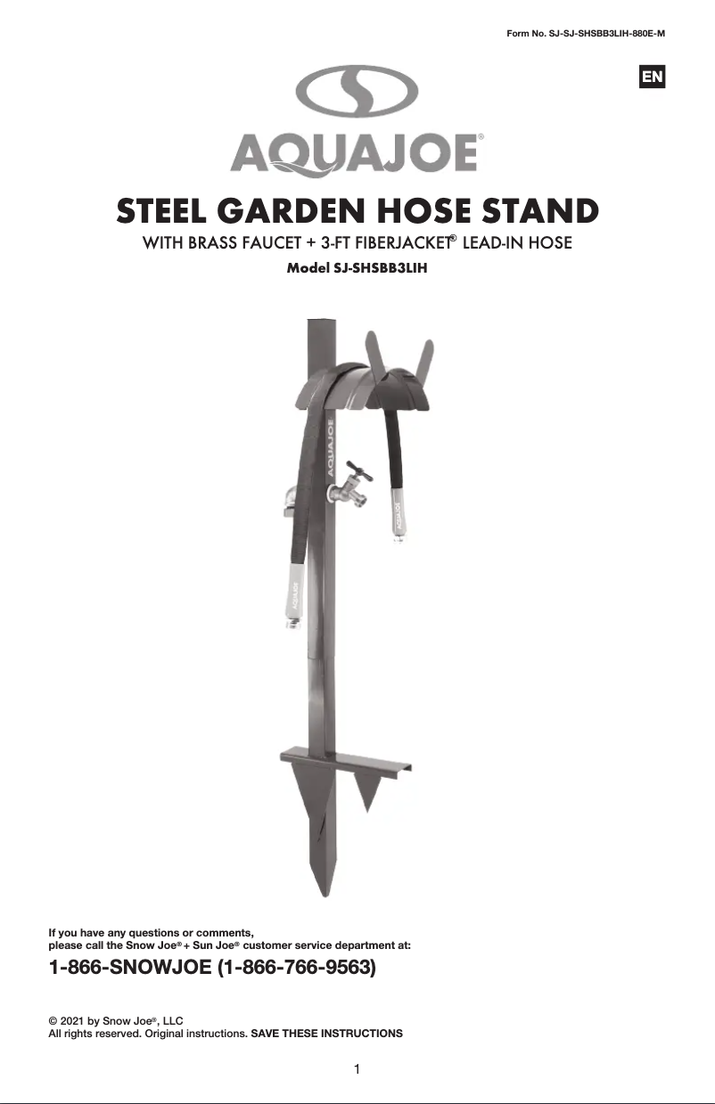 Página nº 1 - Manual de usuario Aqua Joe SJ-SHSBB3LIH