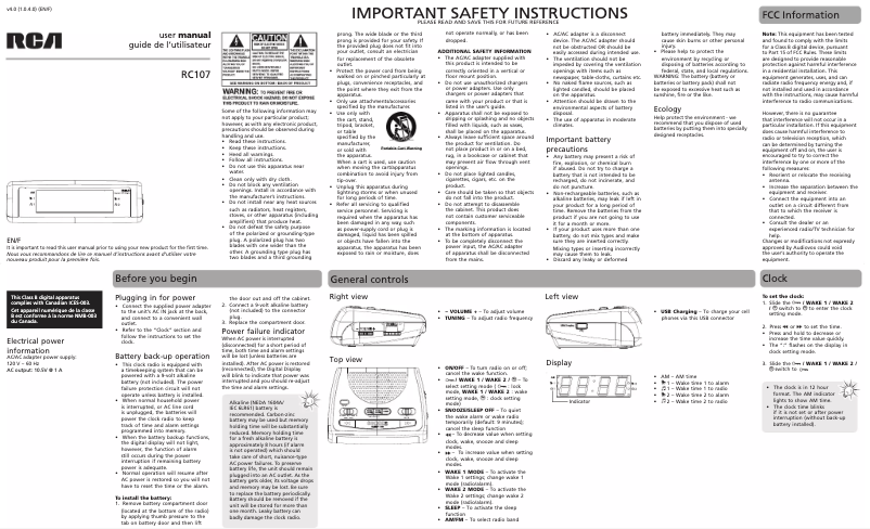 Página 1 del manual Manual de usuario audiovox RC107