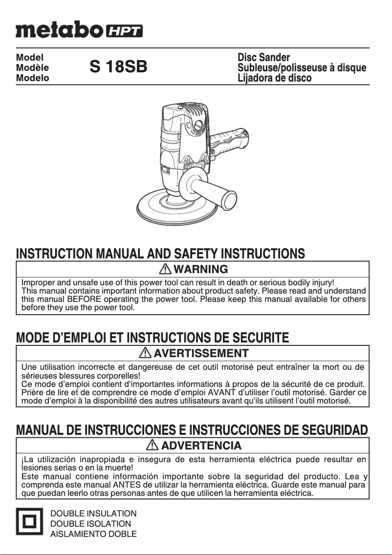 Imagen de la primera página del manual del dispositivo S18SB