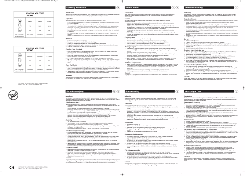 Imagen de la primera página del manual del dispositivo V125