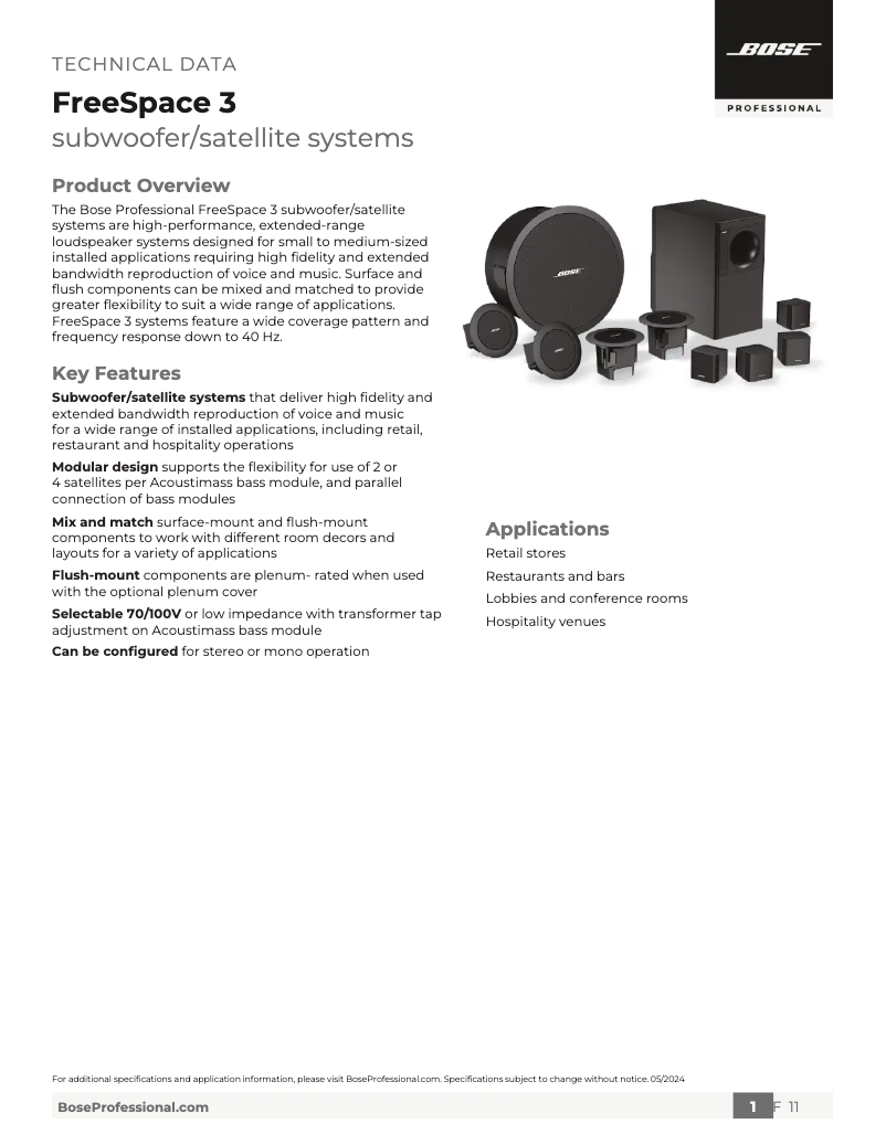 Página nº 1 - Ficha técnica Bose FreeSpace 3