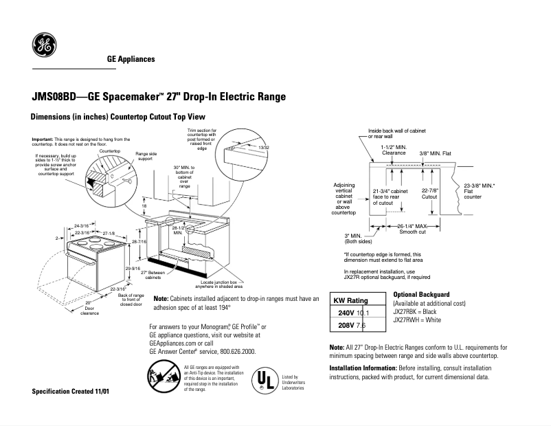 Imagen de la primera página del manual del dispositivo JMS08BDCT
