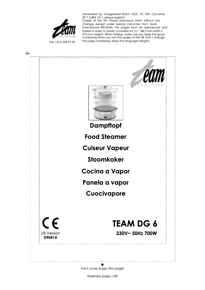 Imagen de la primera página del manual del dispositivo DG 6