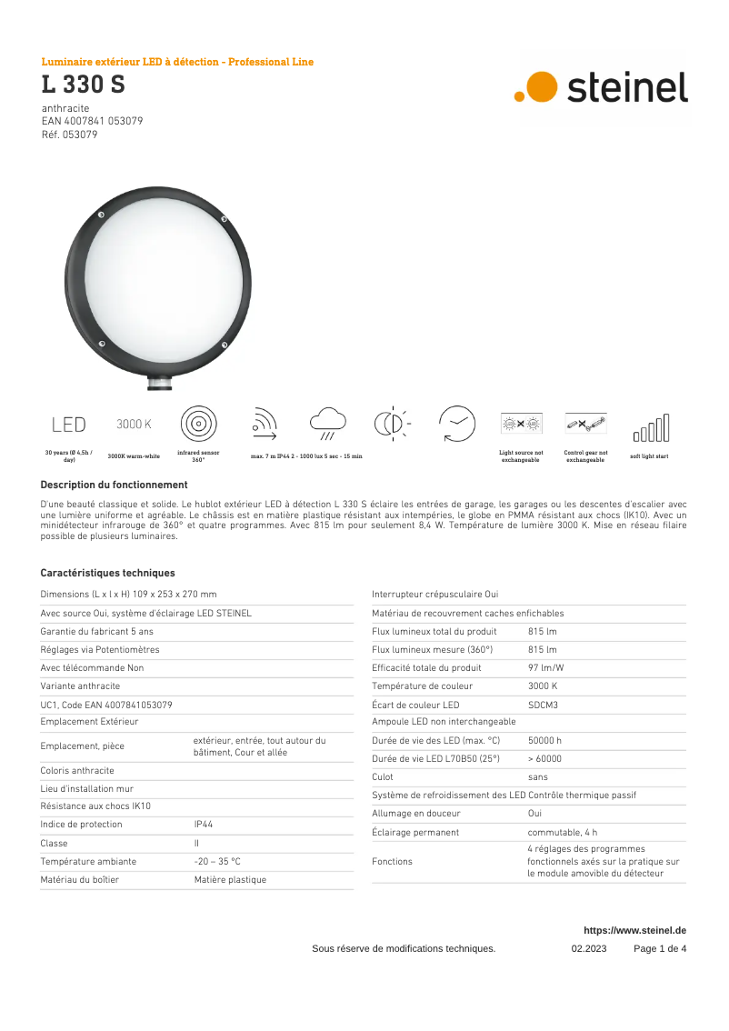 Imagen de la primera página del manual del dispositivo L 330 S