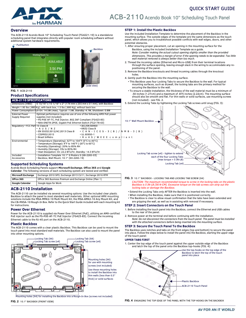 Página 1 del manual Guía de inicio rápido AMX Acendo Book ACB-2110