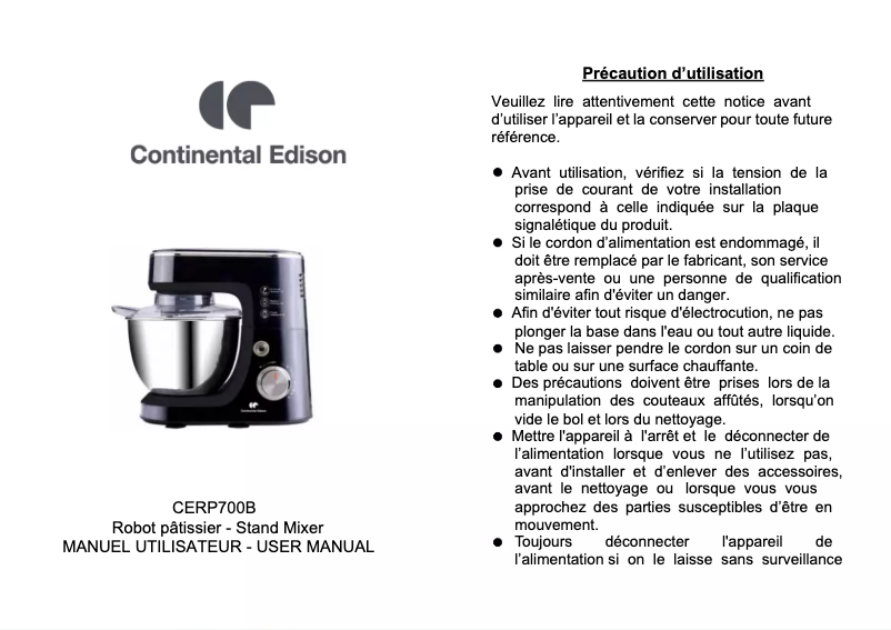 Imagen de la primera página del manual del dispositivo CERP700B