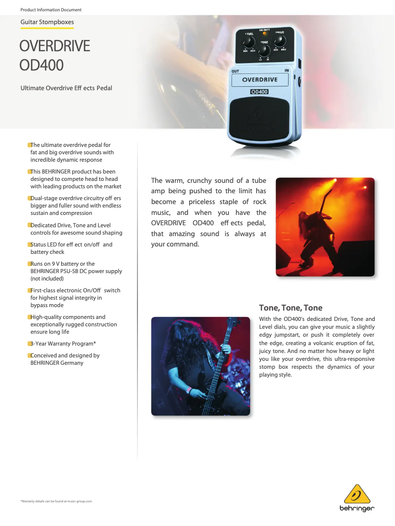 Imagen de la primera página del manual del dispositivo Overdrive OD400