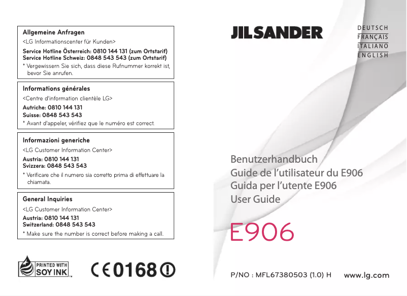 Página nº 1 - Manual de usuario LG Jil Sander