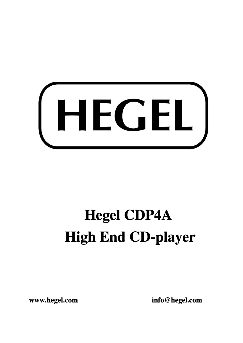 Página 1 del manual Manual de usuario Hegel CDP2A MK2
