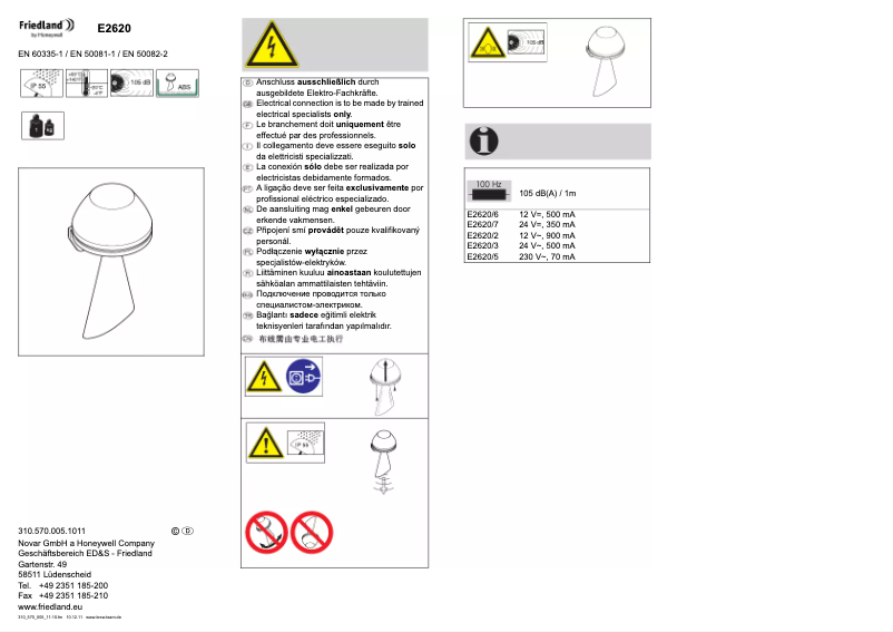 Imagen de la primera página del manual del dispositivo E2620