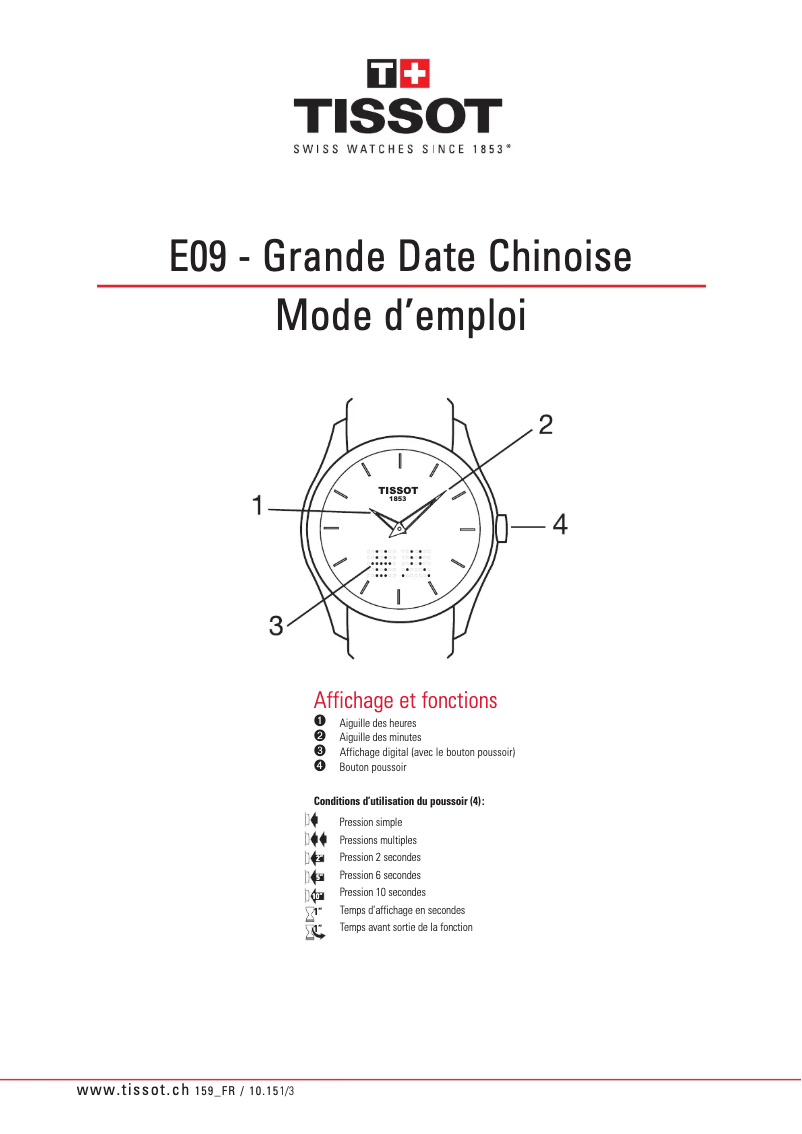 Imagen de la primera página del manual del dispositivo Couturier Secret Date Gent Chinese Calendar