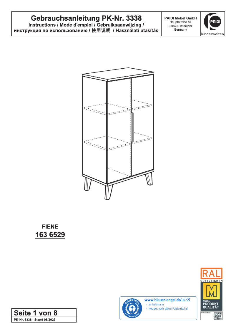 Página 1 del manual Manual de usuario Paidi Fiene