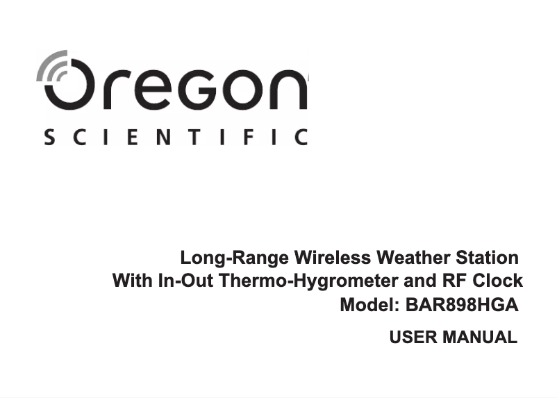Página 1 del manual Manual de usuario Oregon Scientific BAR 898HGA