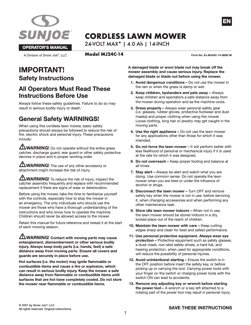 Imagen de la primera página del manual del dispositivo MJ24C-14