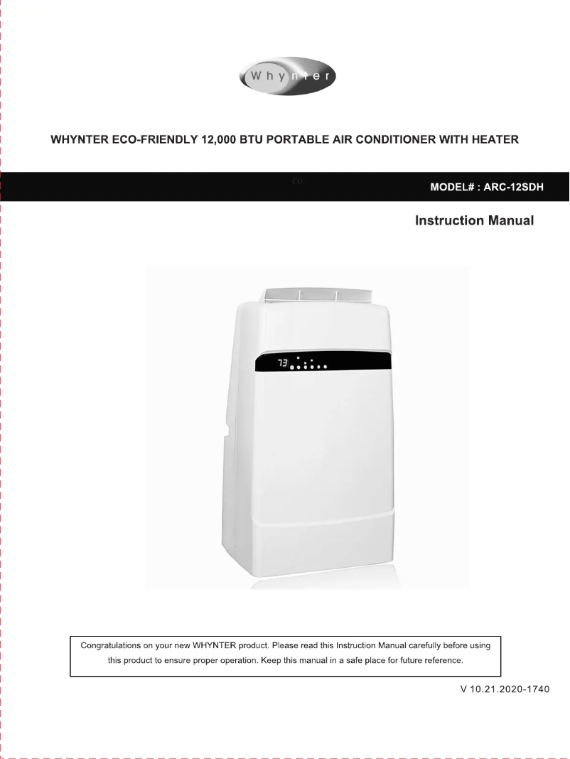 Página 1 del manual Manual de usuario Whynter ARC-12SDH