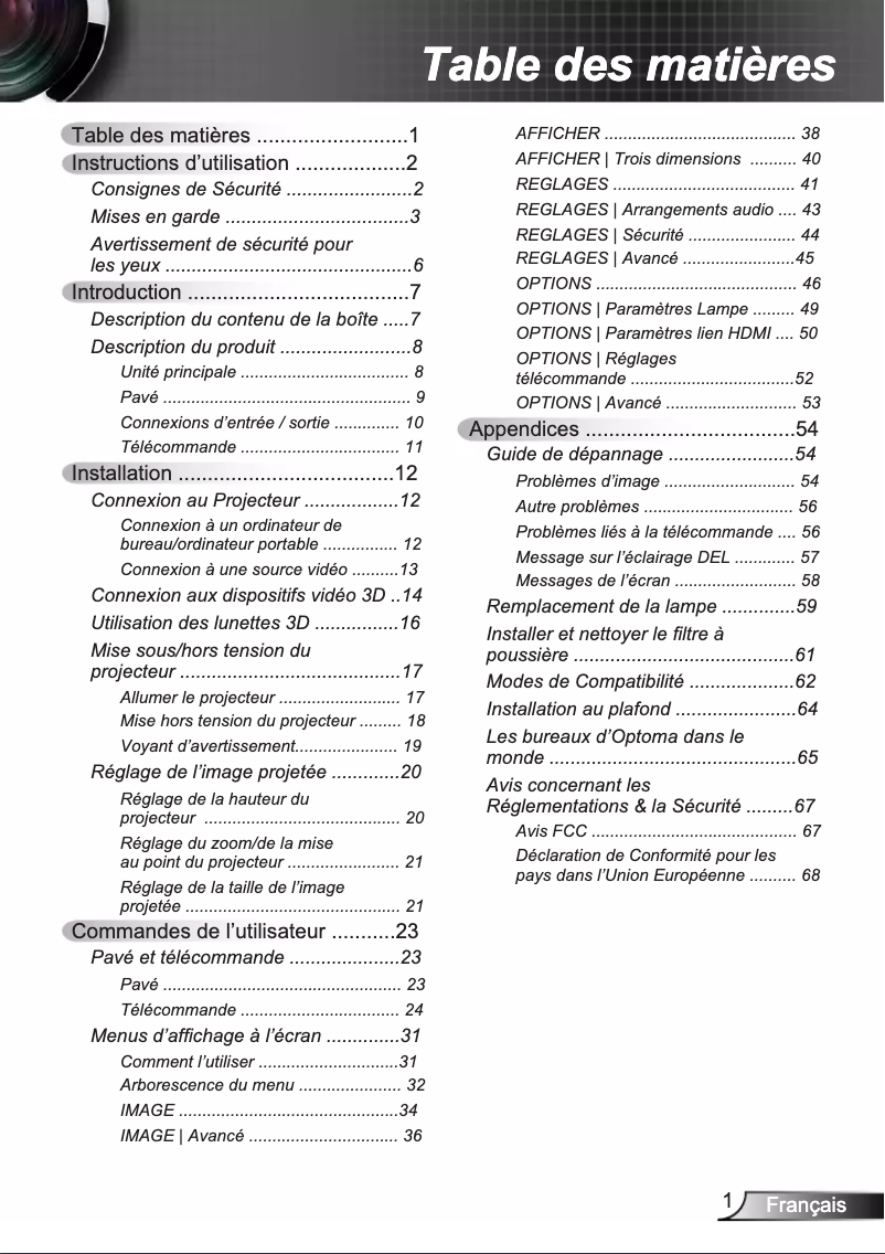 Página 1 del manual Manual de usuario Optoma EH200ST