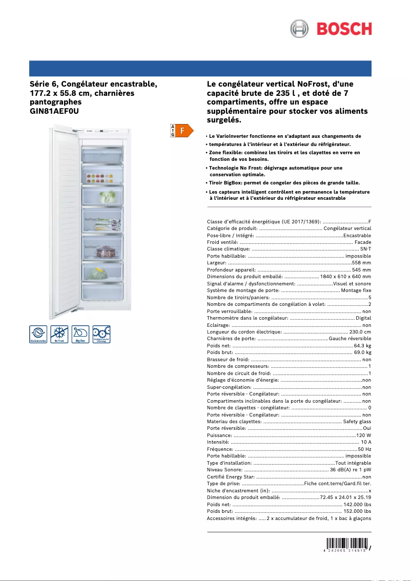 Página nº 1 - Ficha técnica Bosch GIN81AEF0U