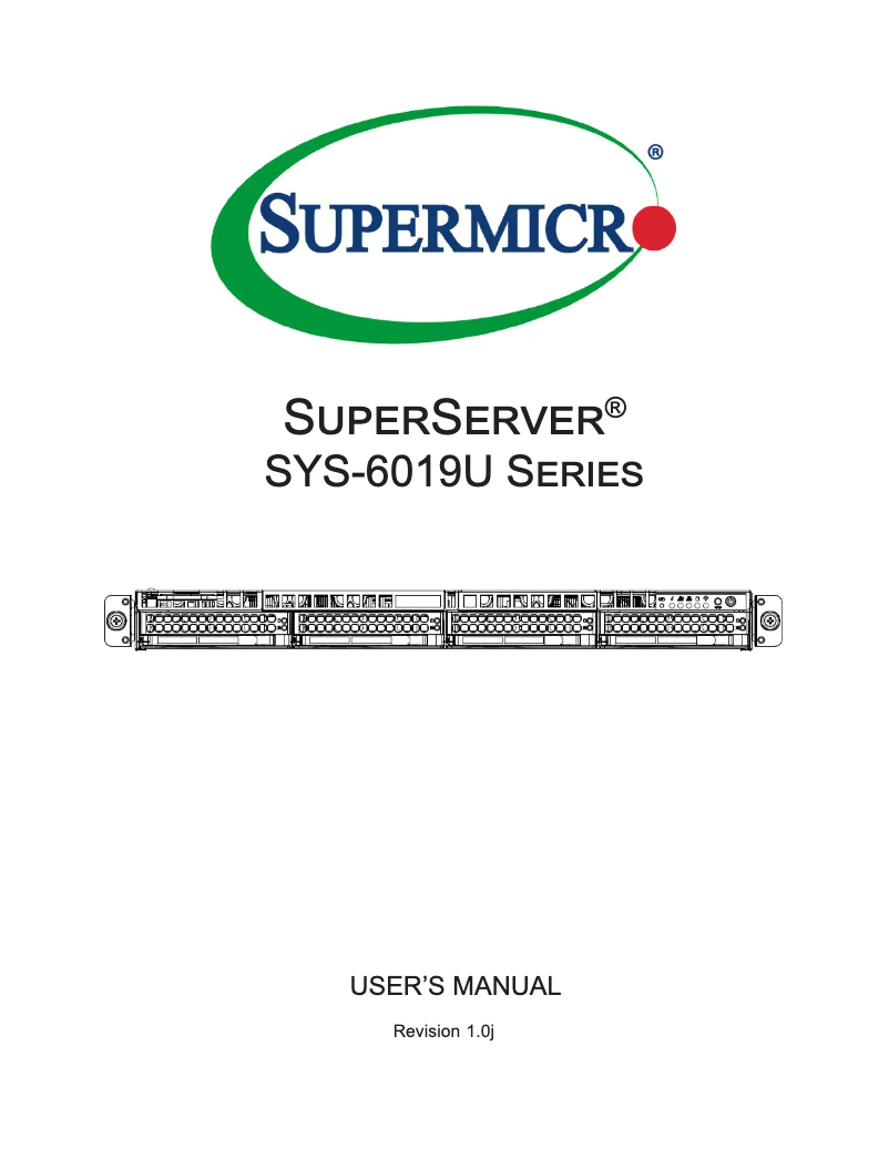 Imagen de la primera página del manual del dispositivo SuperServer 6019U-TRT
