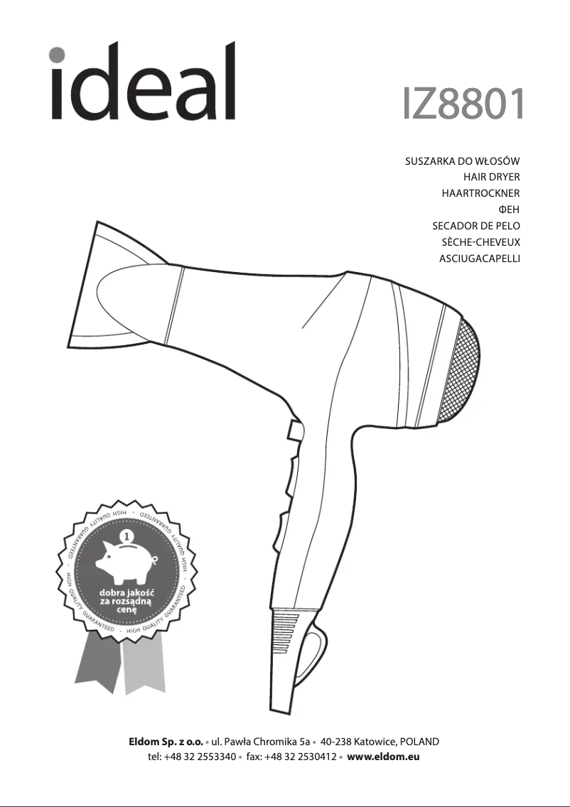 Página 1 del manual Manual de usuario Eldom IDEAL IZ8801