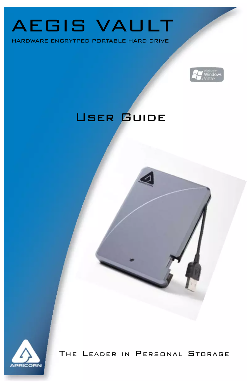 Imagen de la primera página del manual del dispositivo Aegis Vault 160GB