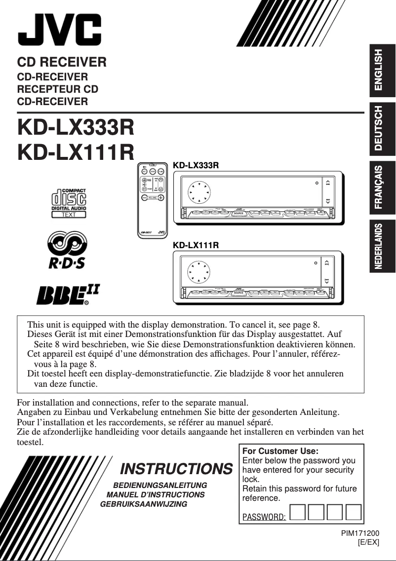 Imagen de la primera página del manual del dispositivo KD-LX111R