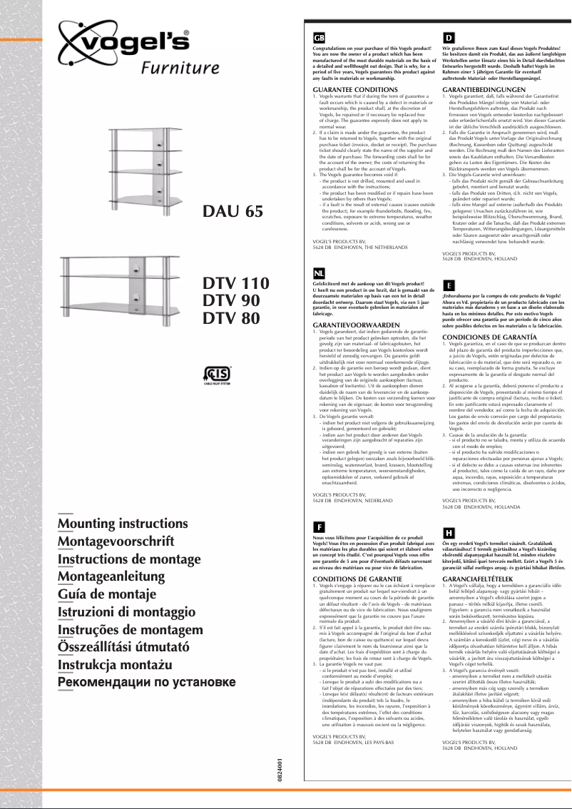 Página nº 1 - Manual de usuario Vogel's DAU 65