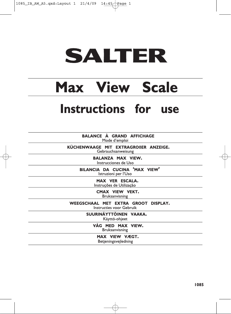 Página 1 del manual Manual de usuario Salter 1085