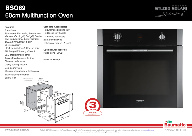 Página 1 del manual Ficha técnica Baumatic BSO69