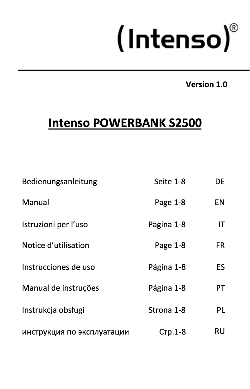 Página nº 1 - Manual de usuario Intenso Slim Powerbank S10000