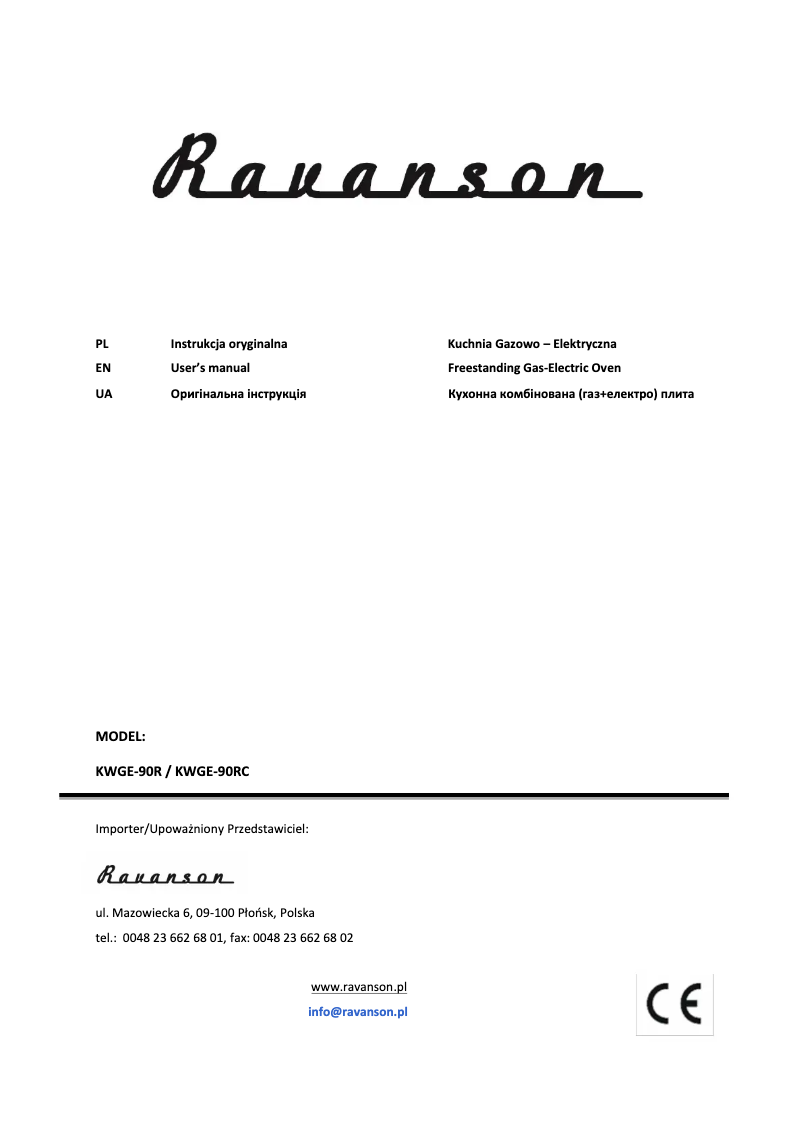 Página 1 del manual Manual de usuario Ravanson KWGE-90RC