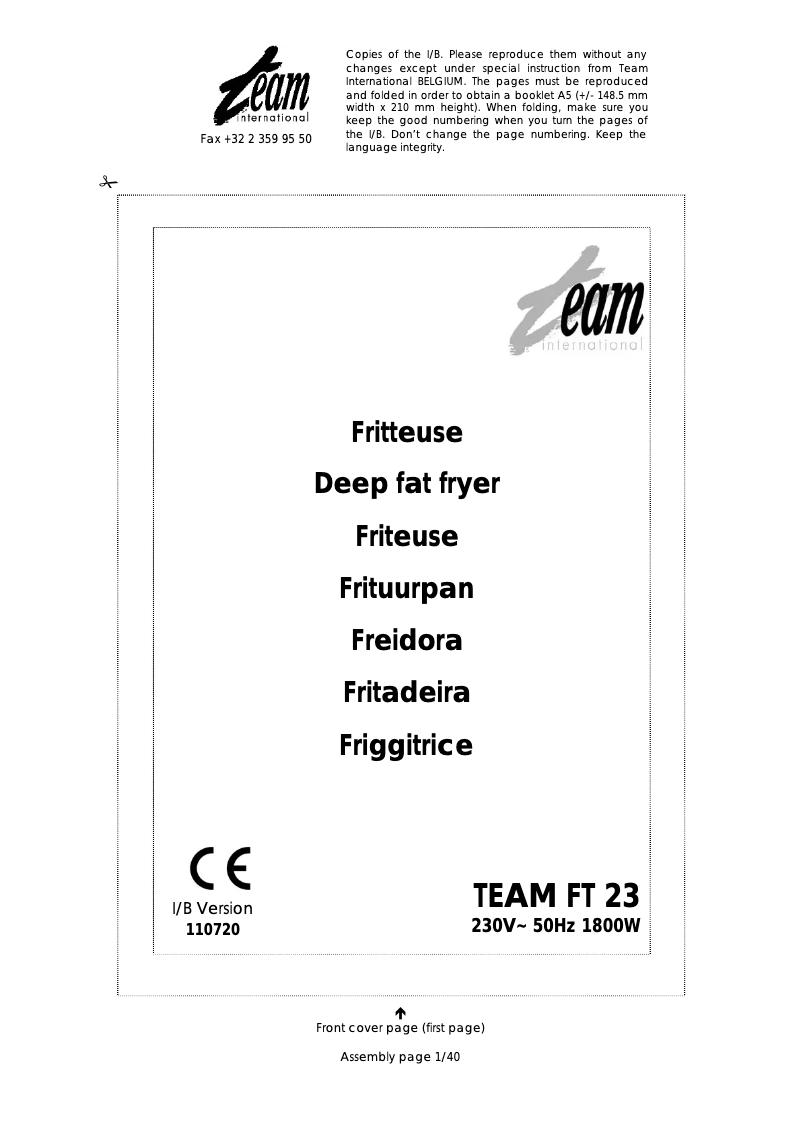 Imagen de la primera página del manual del dispositivo FT 23