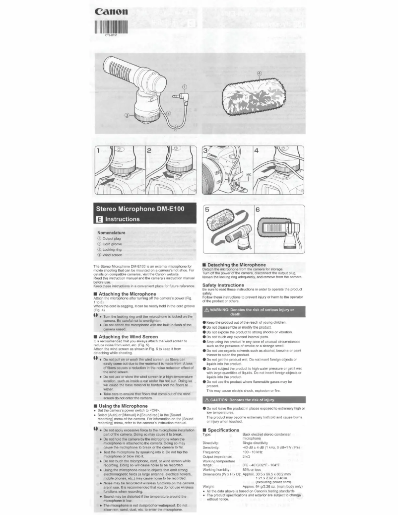 Página nº 1 - Manual de usuario Canon DM-E100