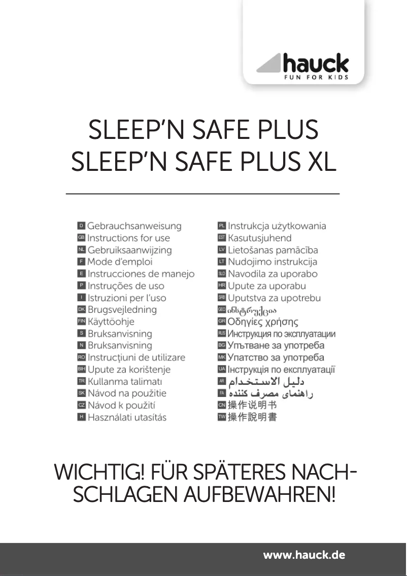 Página 1 del manual Manual de usuario Hauck Sleep N Safe Plus XL